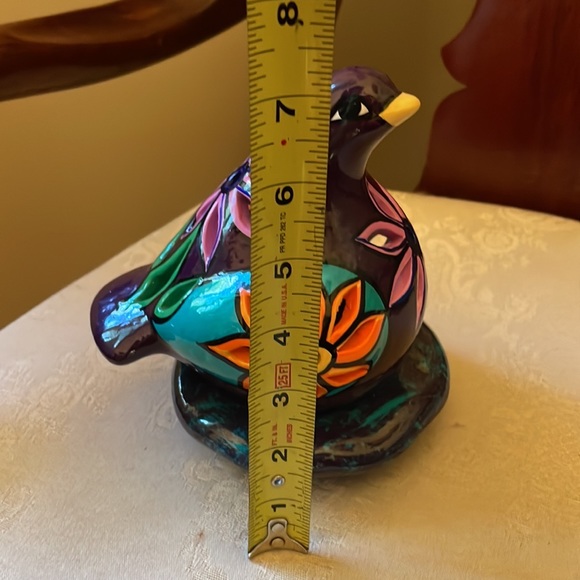 Hand painted ceramic purple dove, bird fairy light, tea light candle holder - Picture 12 of 12